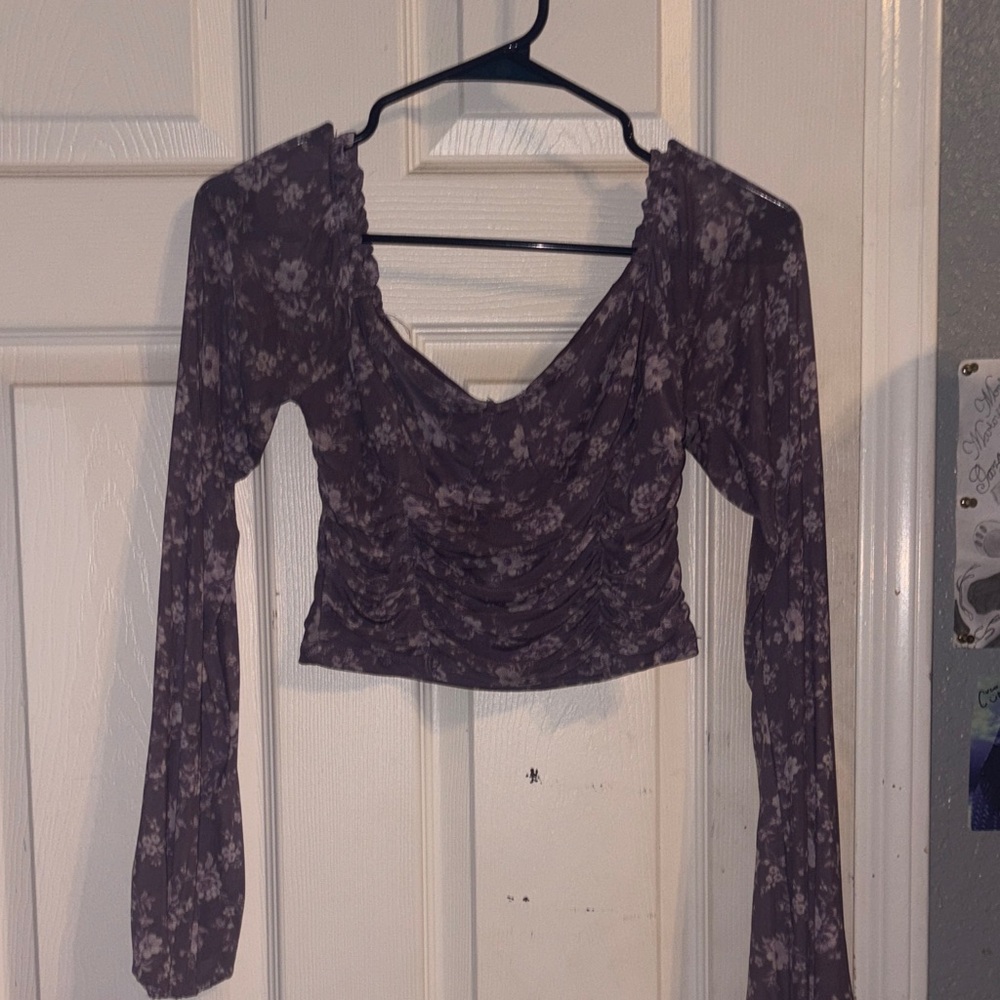 Forever 21 Floral Ruched Blouse - Purple